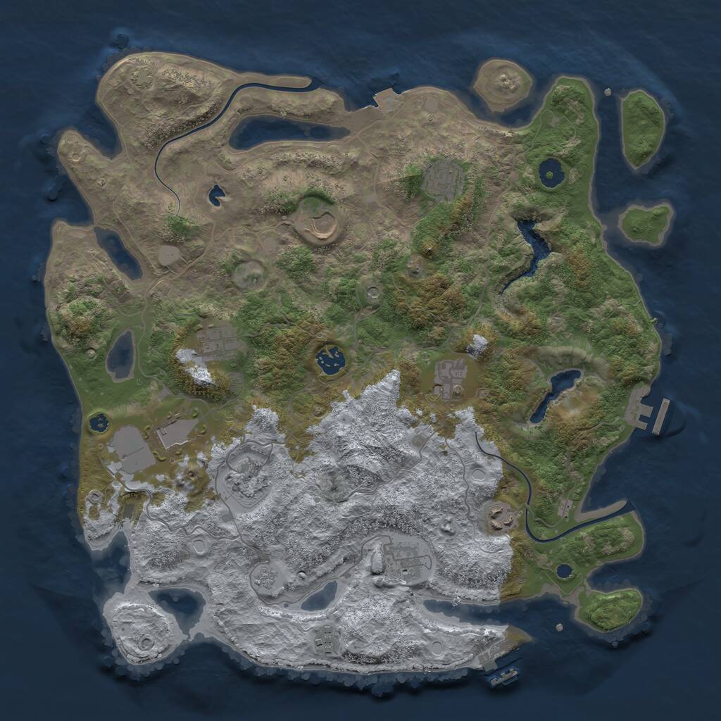 Rust Map: Procedural Map, Size: 4000, Seed: 56421, 16 Monuments