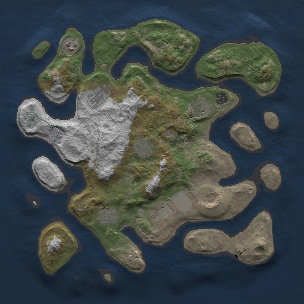 Rust Map: Barren, Size: 3750, Seed: 7878555, 12 Monuments
