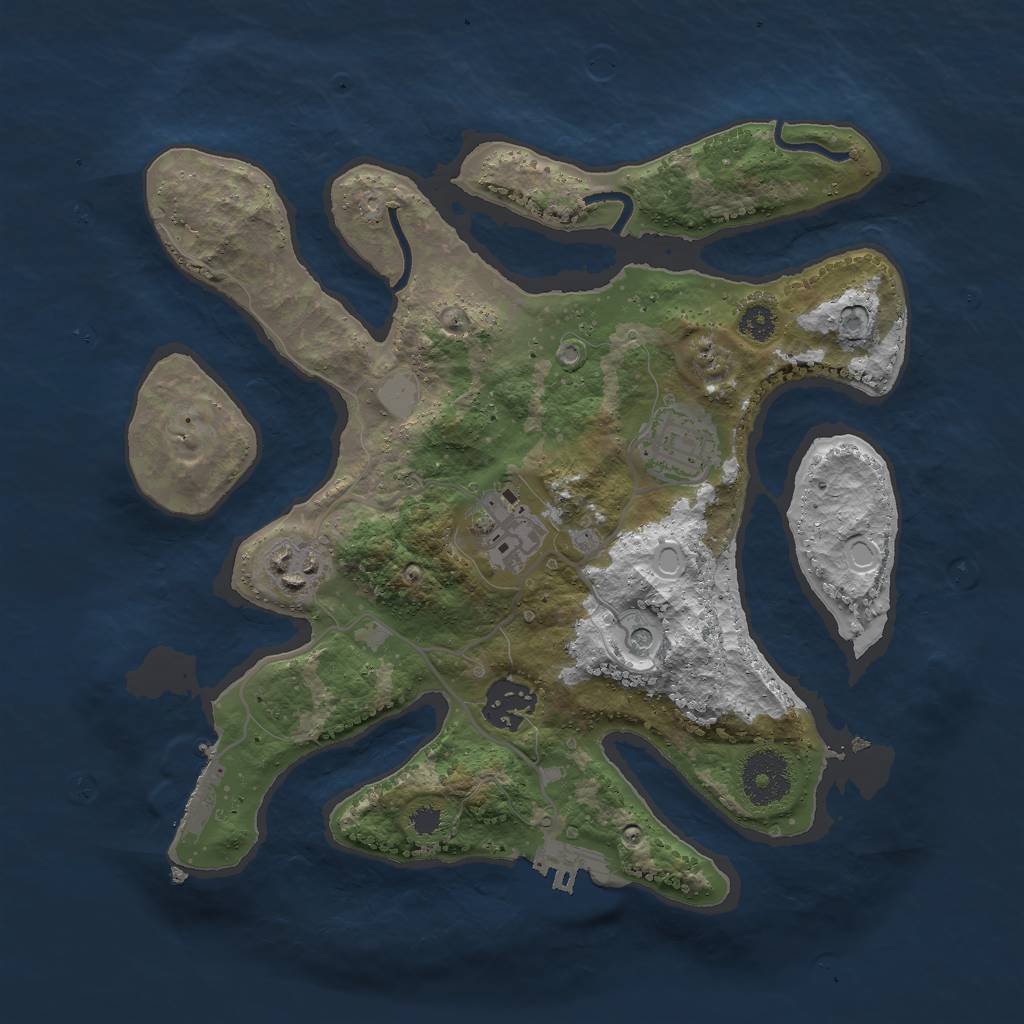 Rust Map: Procedural Map, Size: 3000, Seed: 25425, 12 Monuments
