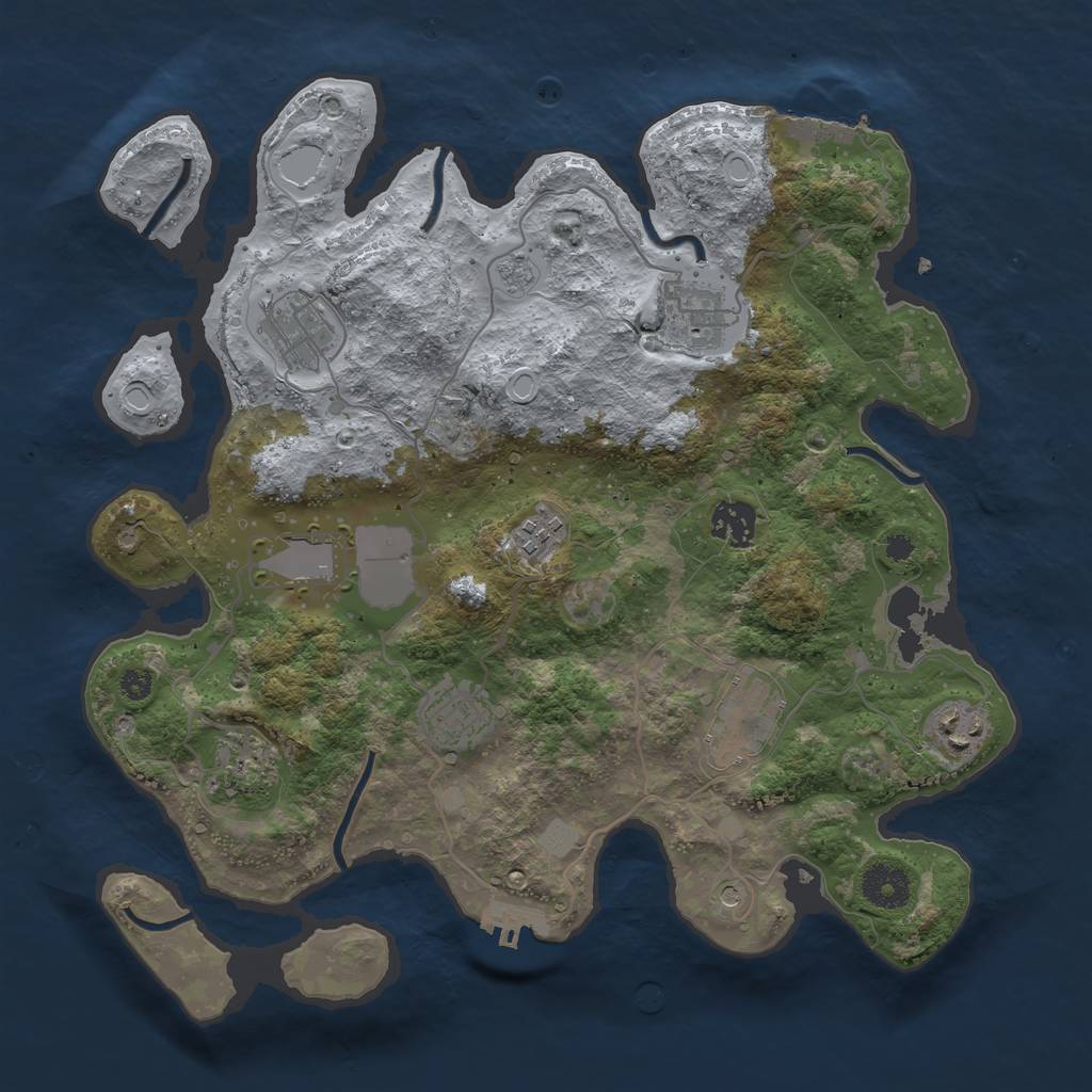 Rust Map: Procedural Map, Size: 3500, Seed: 648452424, 18 Monuments