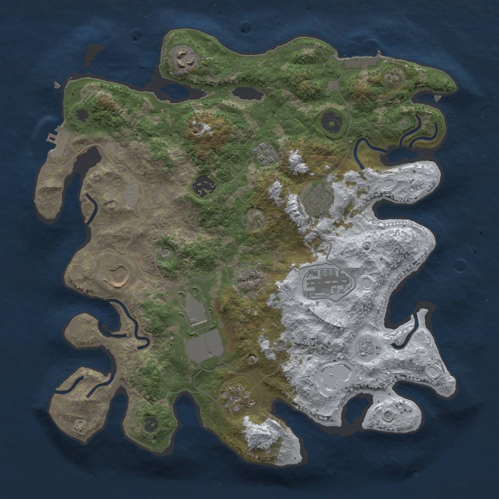 Rust Map: Procedural Map, Size: 3500, Seed: 6146022, 17 Monuments