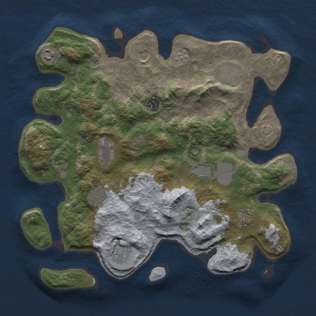 Rust Map: Barren, Size: 3700, Seed: 1420543961, 14 Monuments