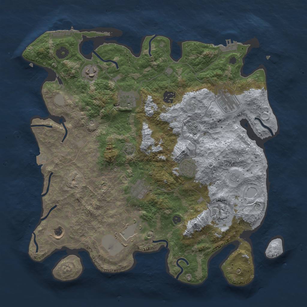 Rust Map: Procedural Map, Size: 3750, Seed: 589544, 18 Monuments