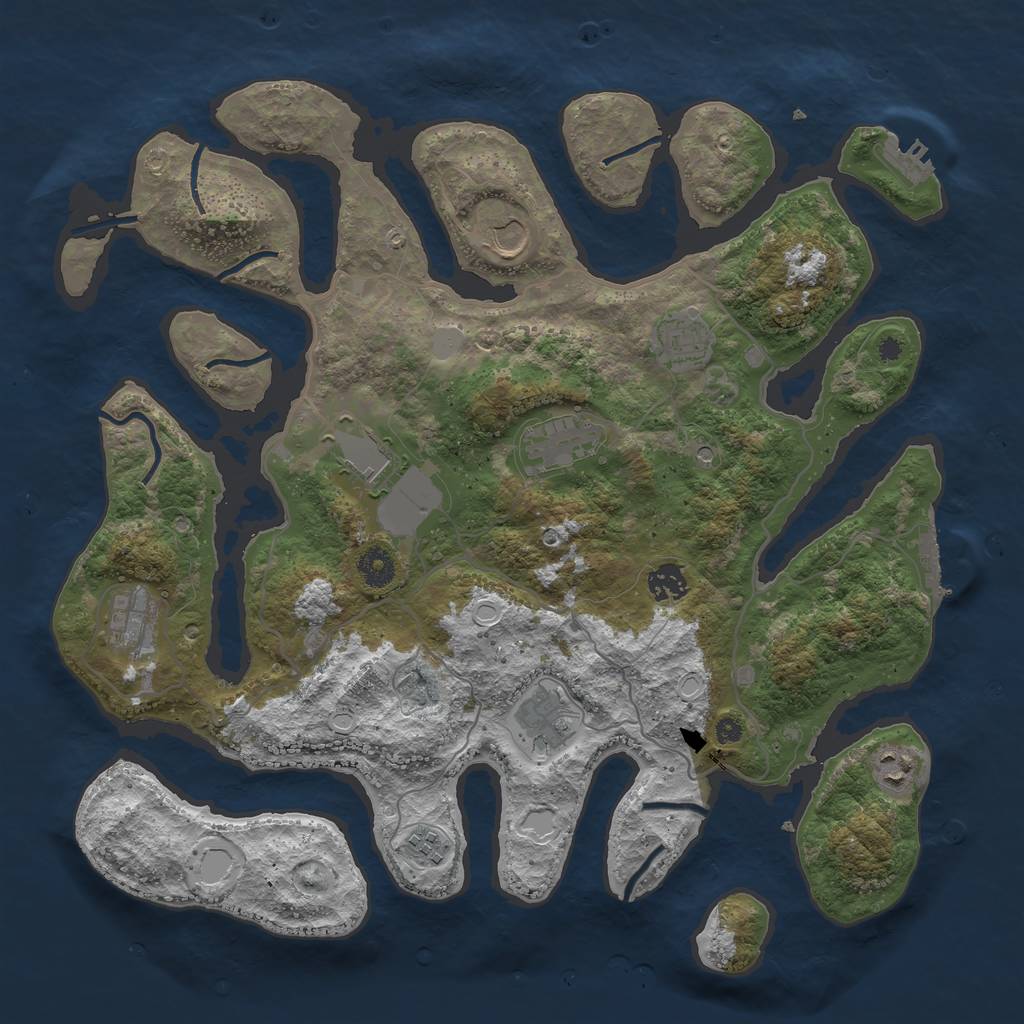 Rust Map: Procedural Map, Size: 4000, Seed: 1498544282, 17 Monuments