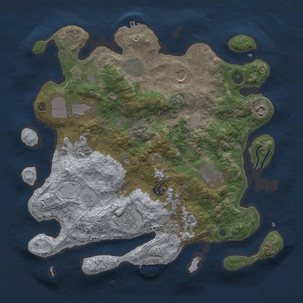 Rust Map: Procedural Map, Size: 3750, Seed: 122021, 16 Monuments