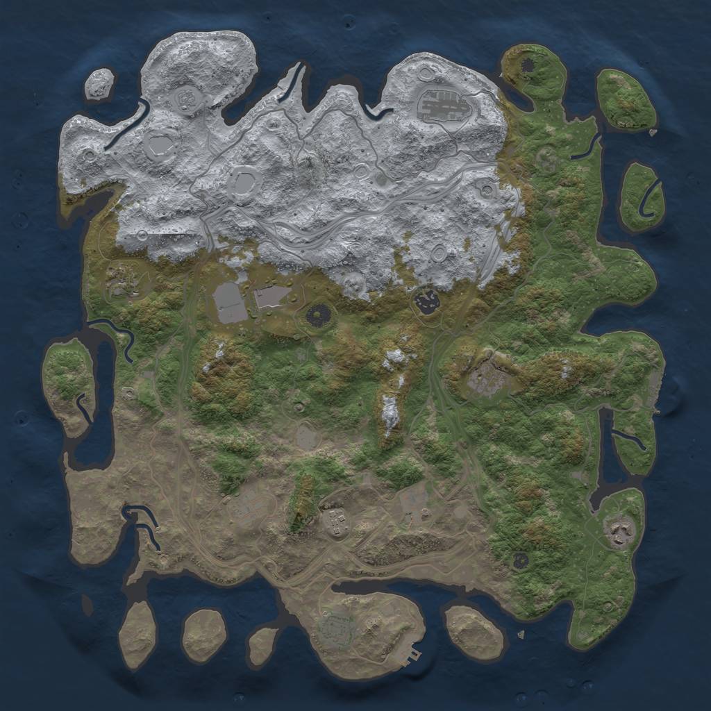 Rust Map: Procedural Map, Size: 4500, Seed: 214645, 17 Monuments