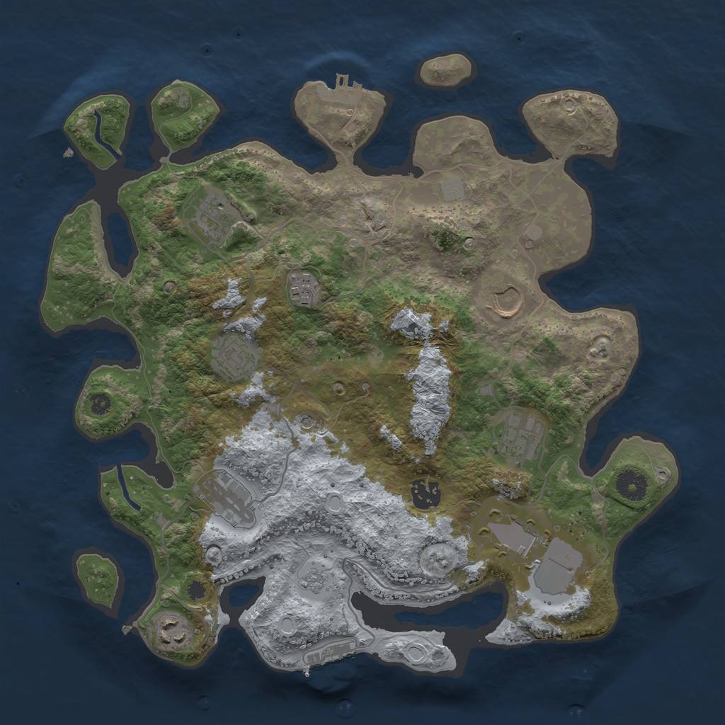 Rust Map: Procedural Map, Size: 3550, Seed: 992403, 18 Monuments