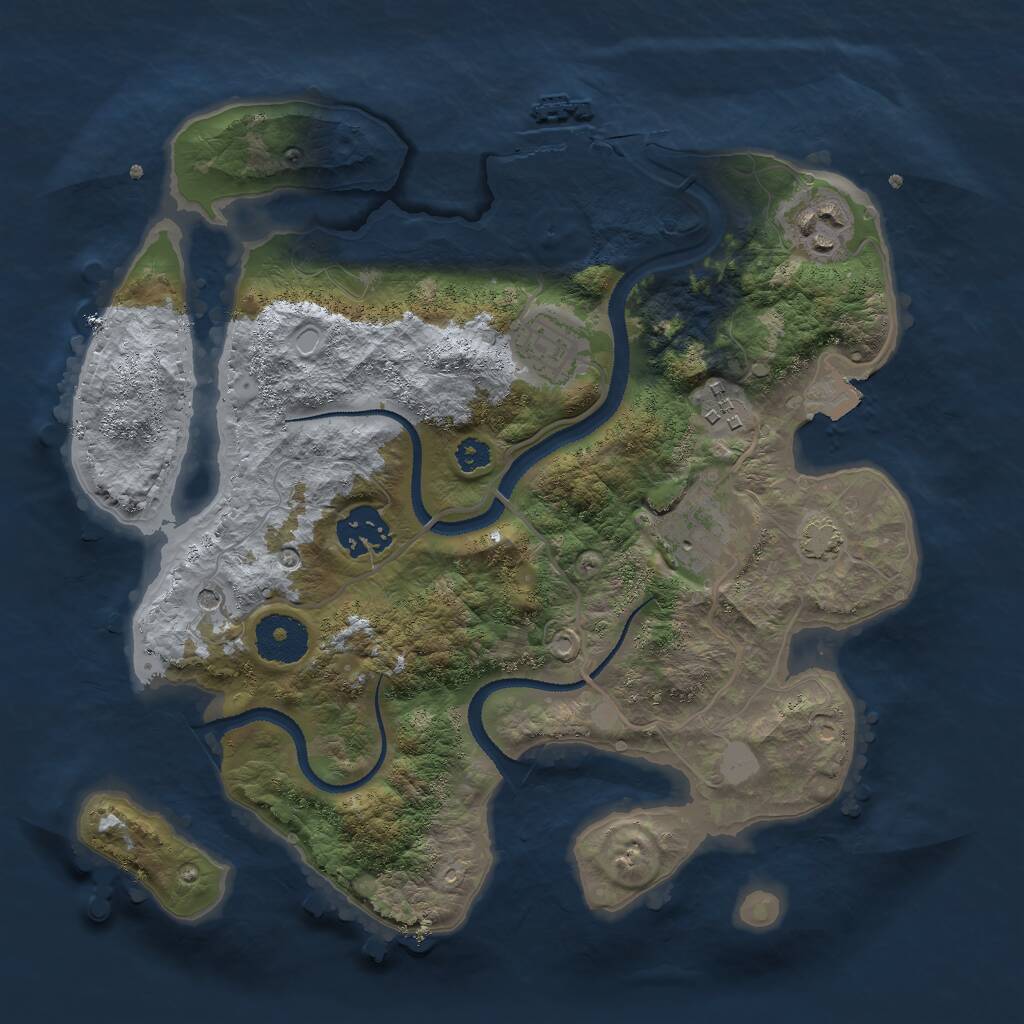 Rust Map: Procedural Map, Size: 3000, Seed: 743988, 9 Monuments
