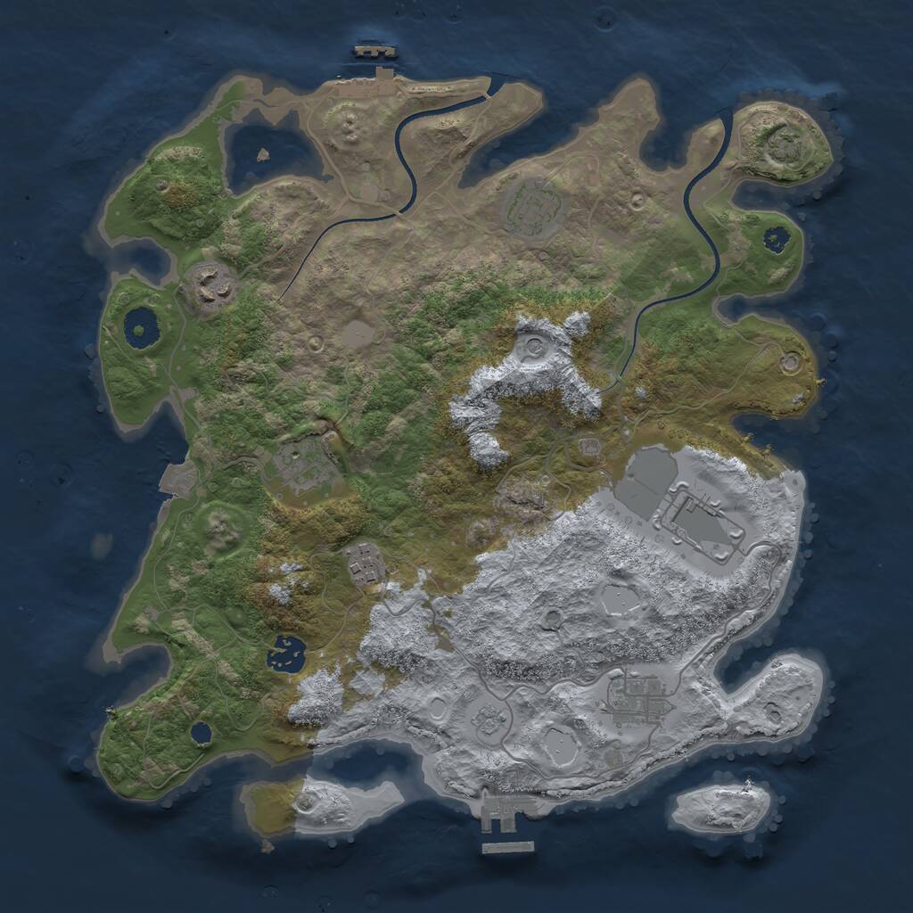 Rust Map: Procedural Map, Size: 3550, Seed: 642731, 13 Monuments