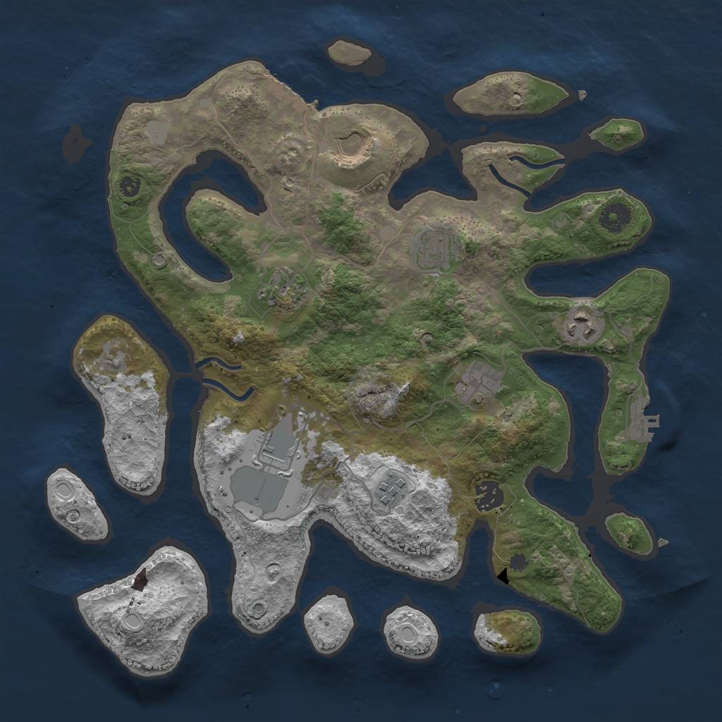Rust Map: Procedural Map, Size: 3550, Seed: 308007, 15 Monuments
