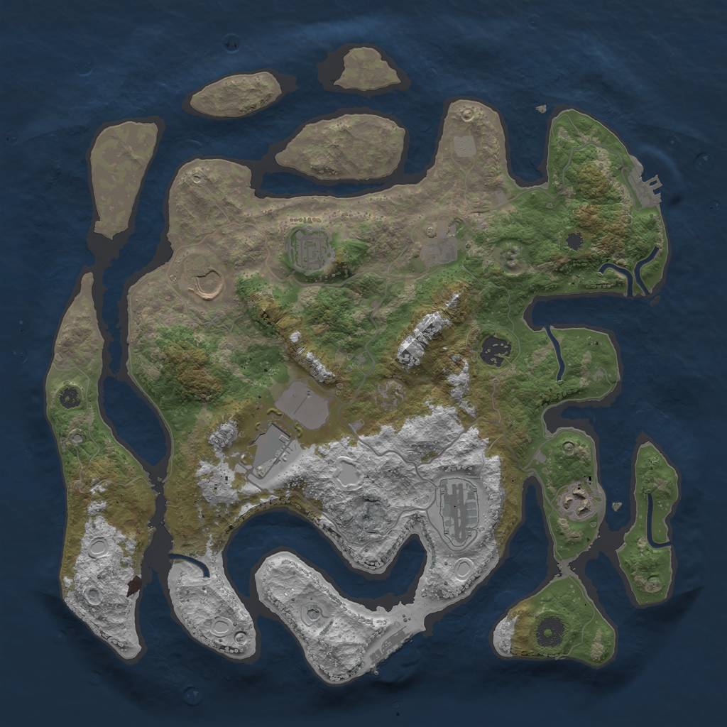Rust Map: Procedural Map, Size: 3700, Seed: 333971285, 15 Monuments