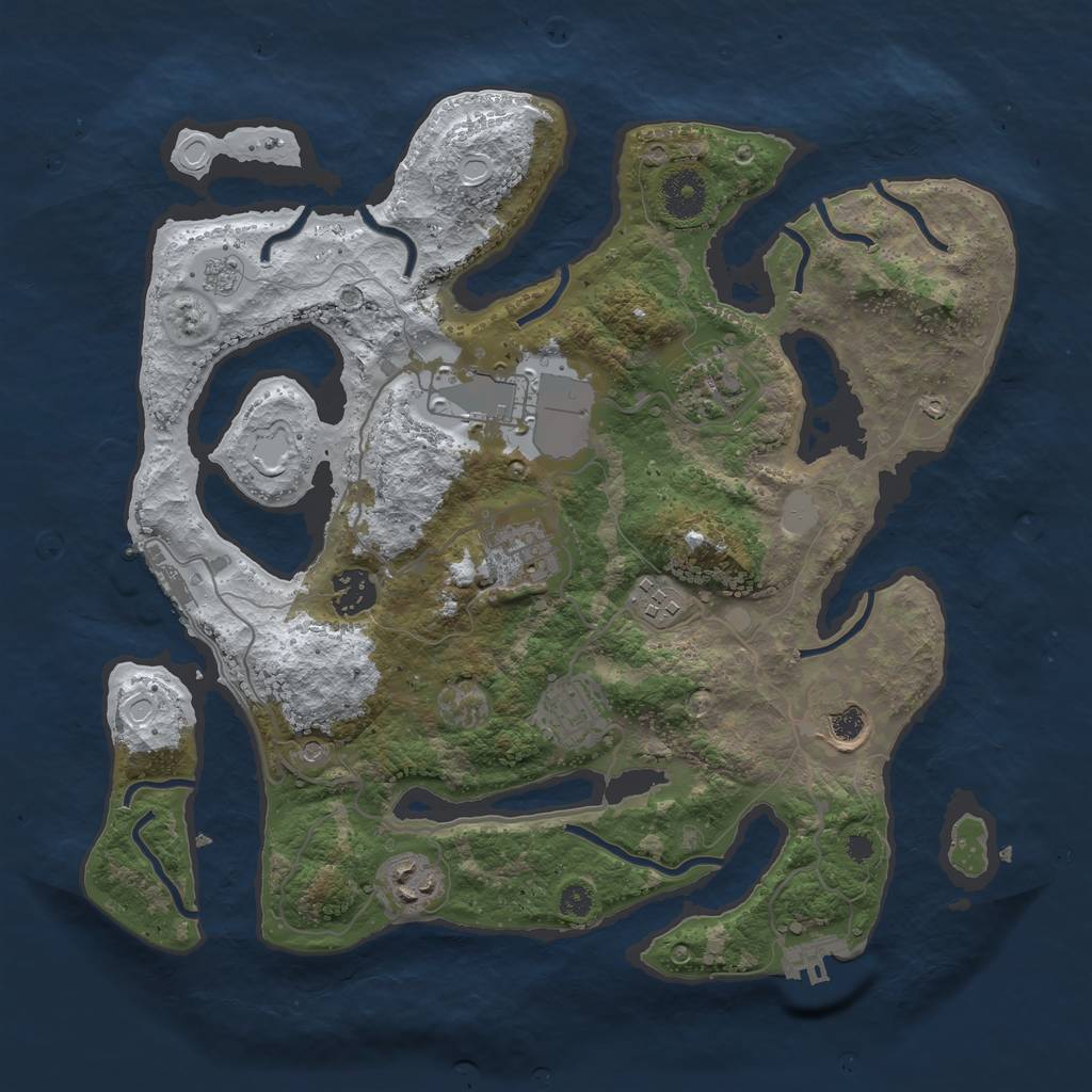 Rust Map: Procedural Map, Size: 3500, Seed: 453241601, 17 Monuments