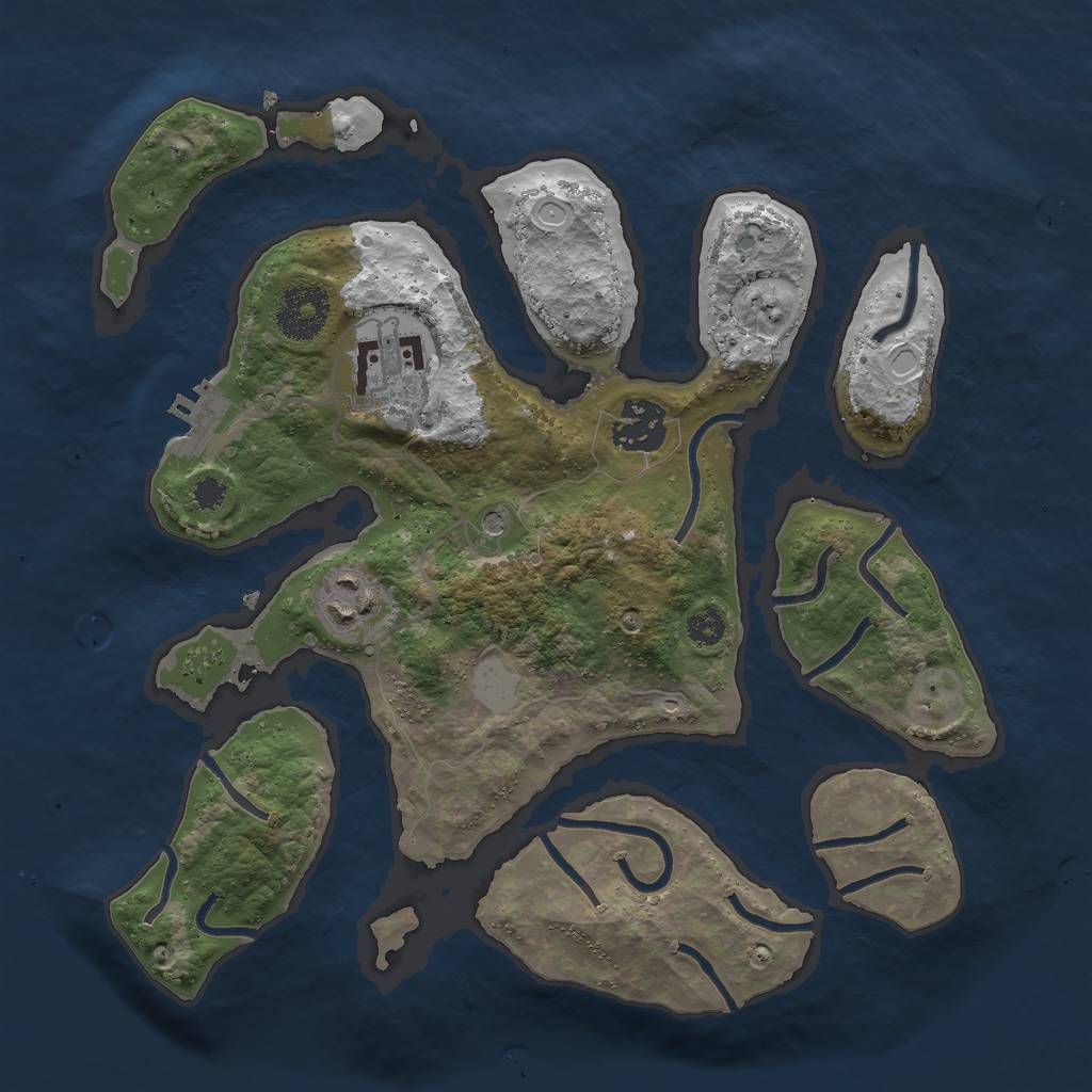 Rust Map: Procedural Map, Size: 3000, Seed: 672149, 10 Monuments