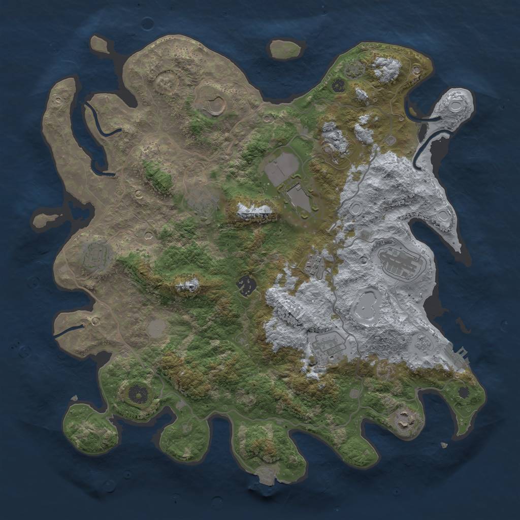 Rust Map: Procedural Map, Size: 4000, Seed: 1021656885, 17 Monuments