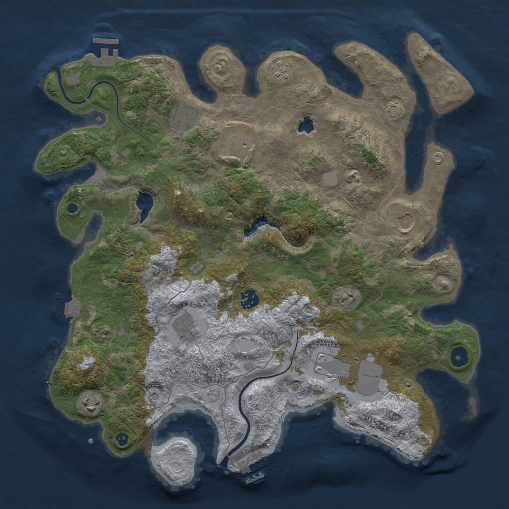 Rust Map: Procedural Map, Size: 4000, Seed: 214773647, 14 Monuments