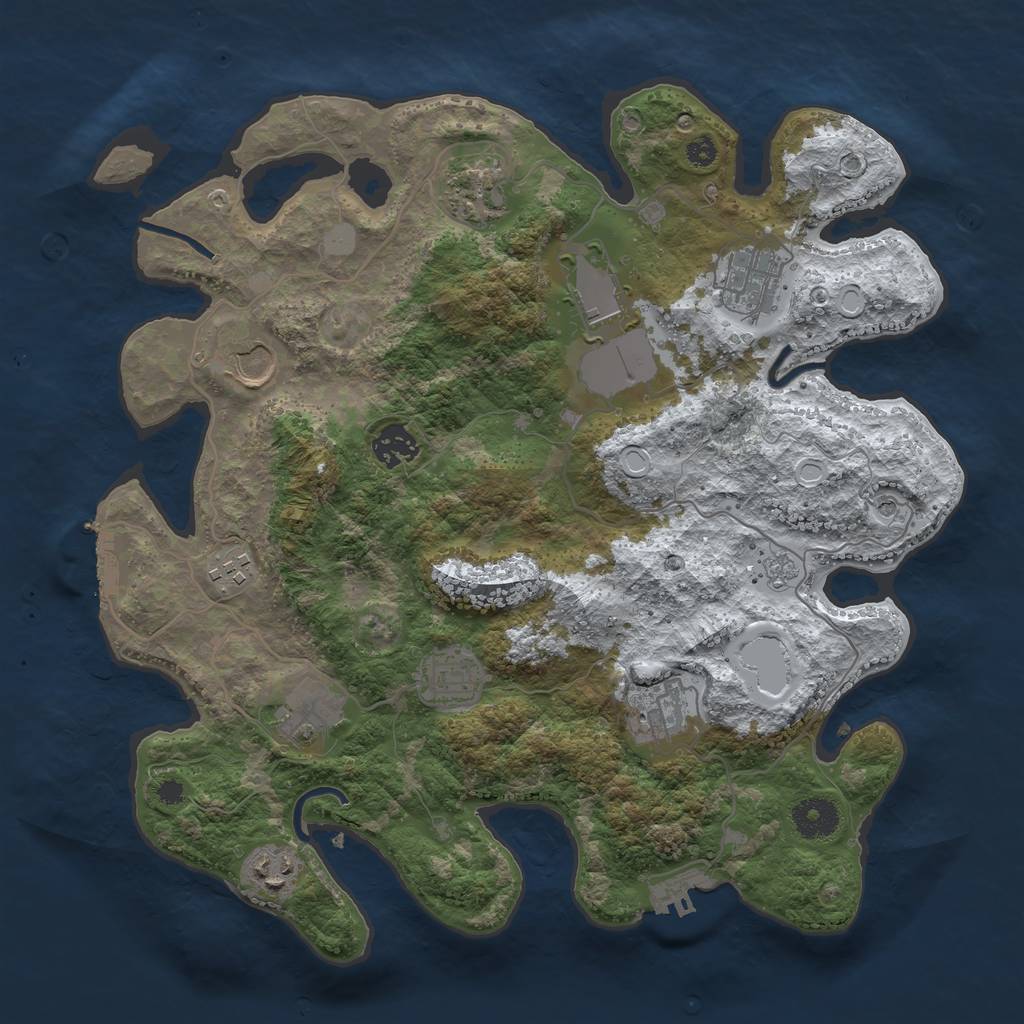Rust Map: Procedural Map, Size: 3550, Seed: 821651, 19 Monuments