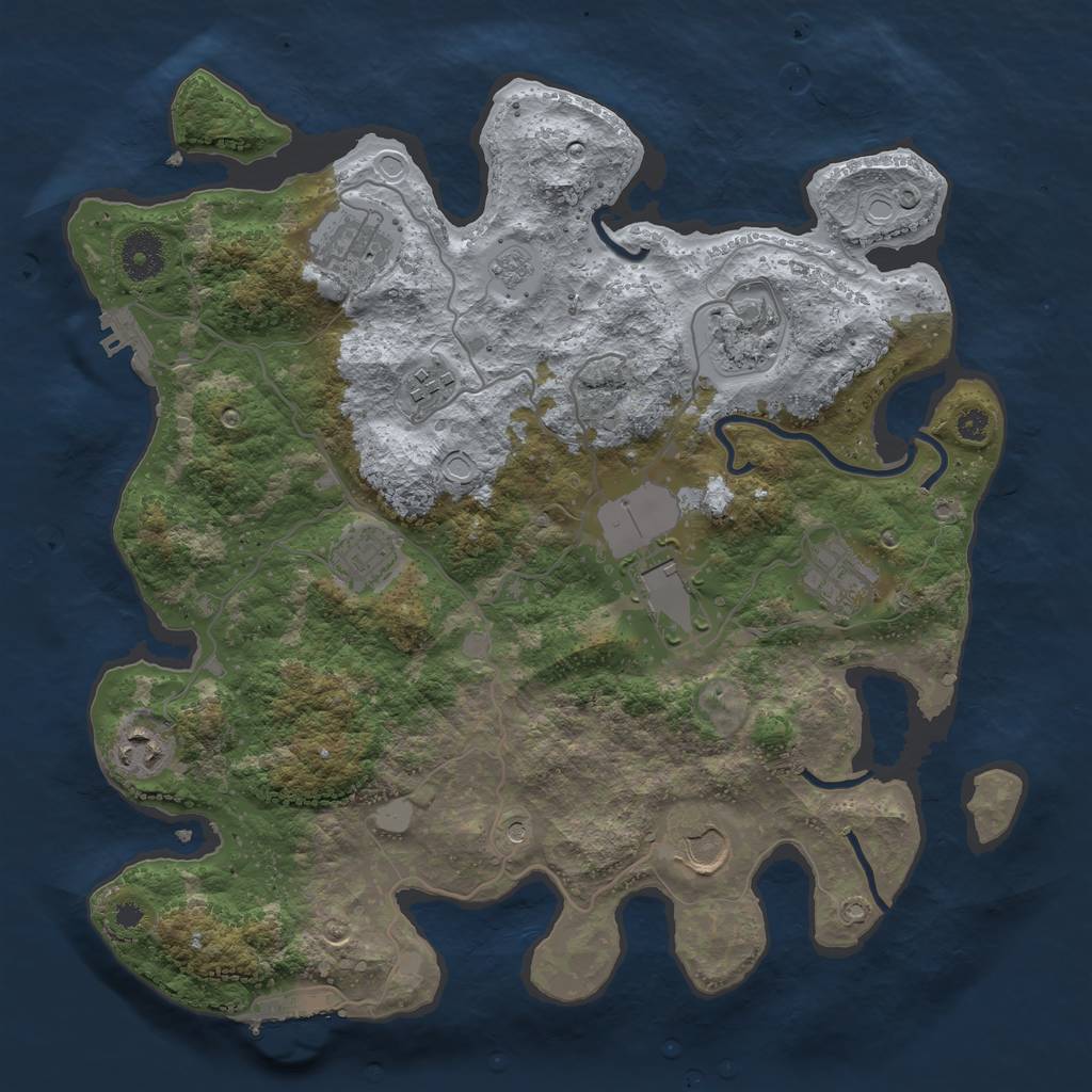 Rust Map: Procedural Map, Size: 3550, Seed: 61264, 15 Monuments