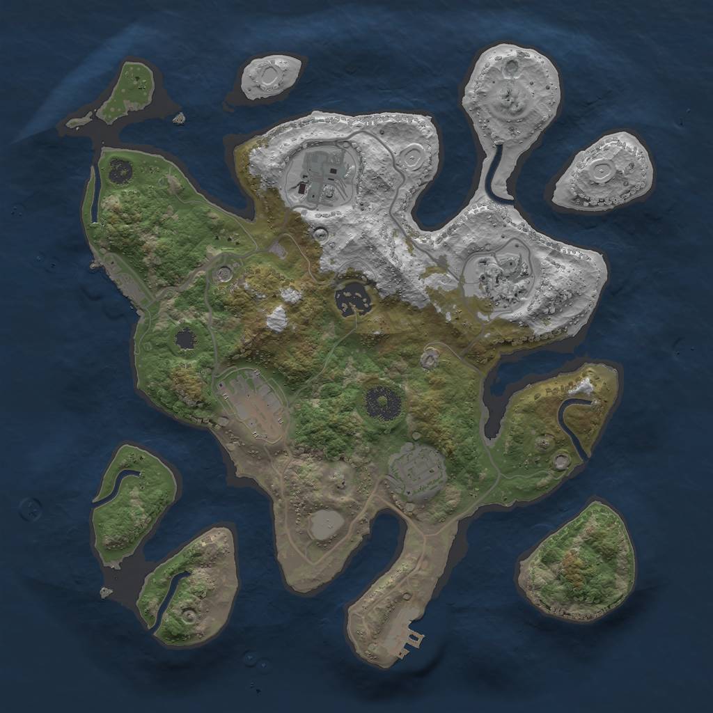 Rust Map: Procedural Map, Size: 3000, Seed: 2082628091, 13 Monuments