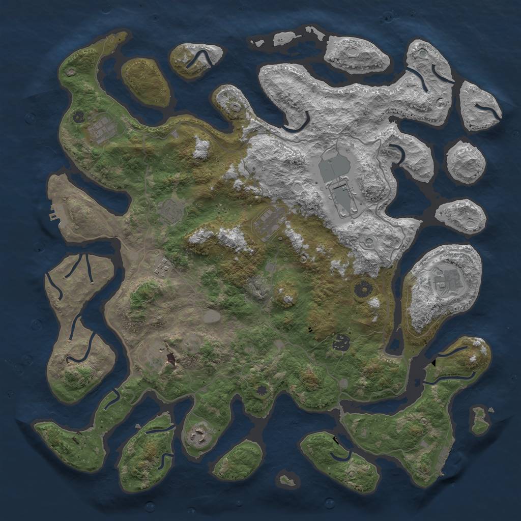 Rust Map: Procedural Map, Size: 4500, Seed: 883722553, 17 Monuments