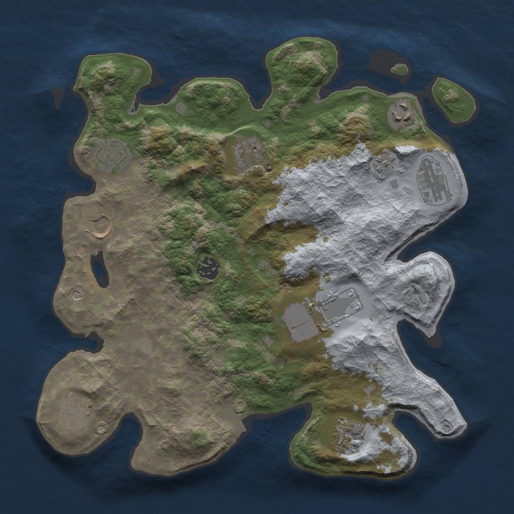 Rust Map: Barren, Size: 3500, Seed: 7112021, 13 Monuments
