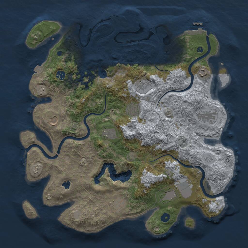 Rust Map: Procedural Map, Size: 4050, Seed: 511779944, 16 Monuments