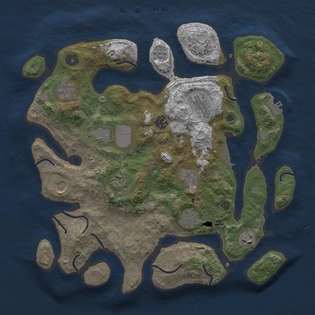 Rust Map: Procedural Map, Size: 3700, Seed: 49518171, 18 Monuments