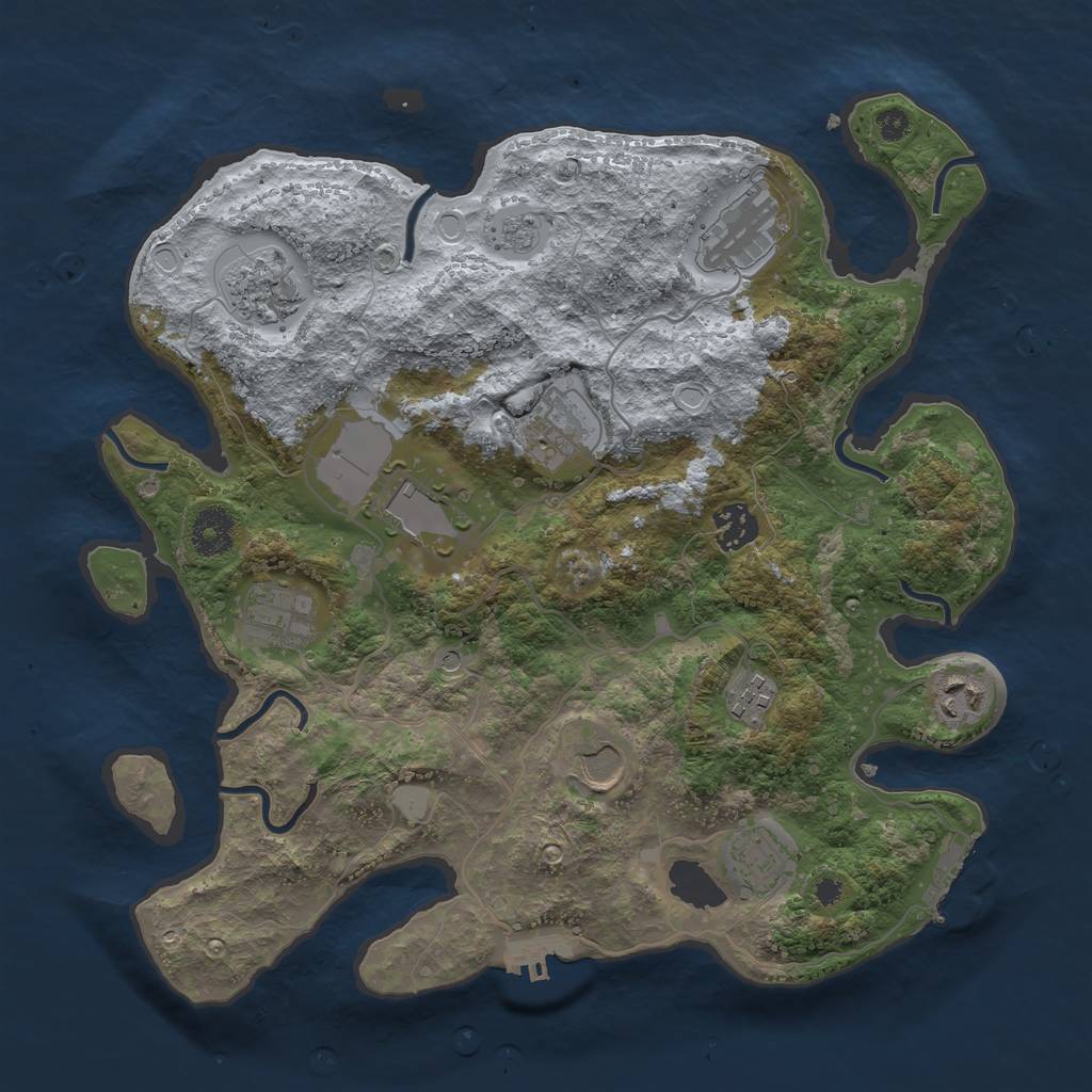 Rust Map: Procedural Map, Size: 3500, Seed: 1841407141, 17 Monuments