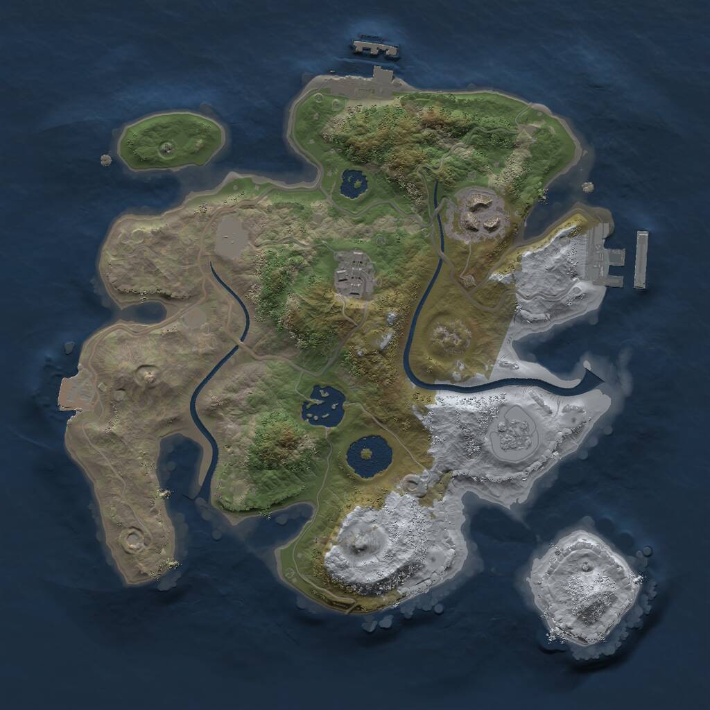 Rust Map: Procedural Map, Size: 2500, Seed: 1274406835, 7 Monuments