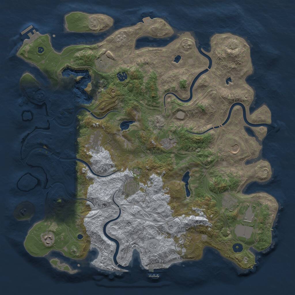 Rust Map: Procedural Map, Size: 4500, Seed: 1048092387, 17 Monuments