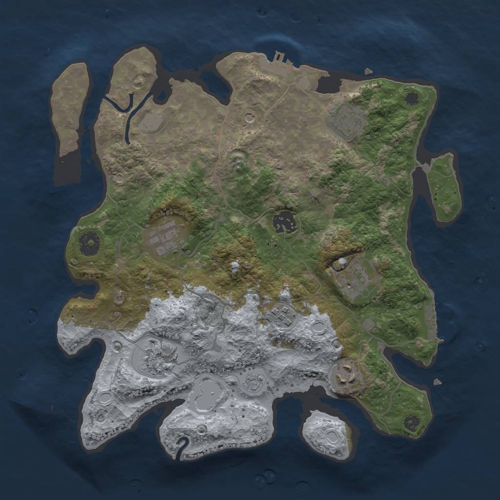 Rust Map: Procedural Map, Size: 3250, Seed: 67, 14 Monuments