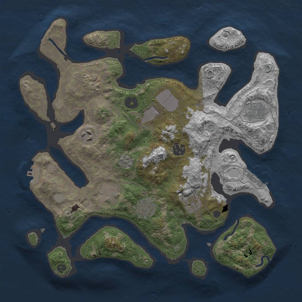 Rust Map: Procedural Map, Size: 3500, Seed: 51989107, 17 Monuments