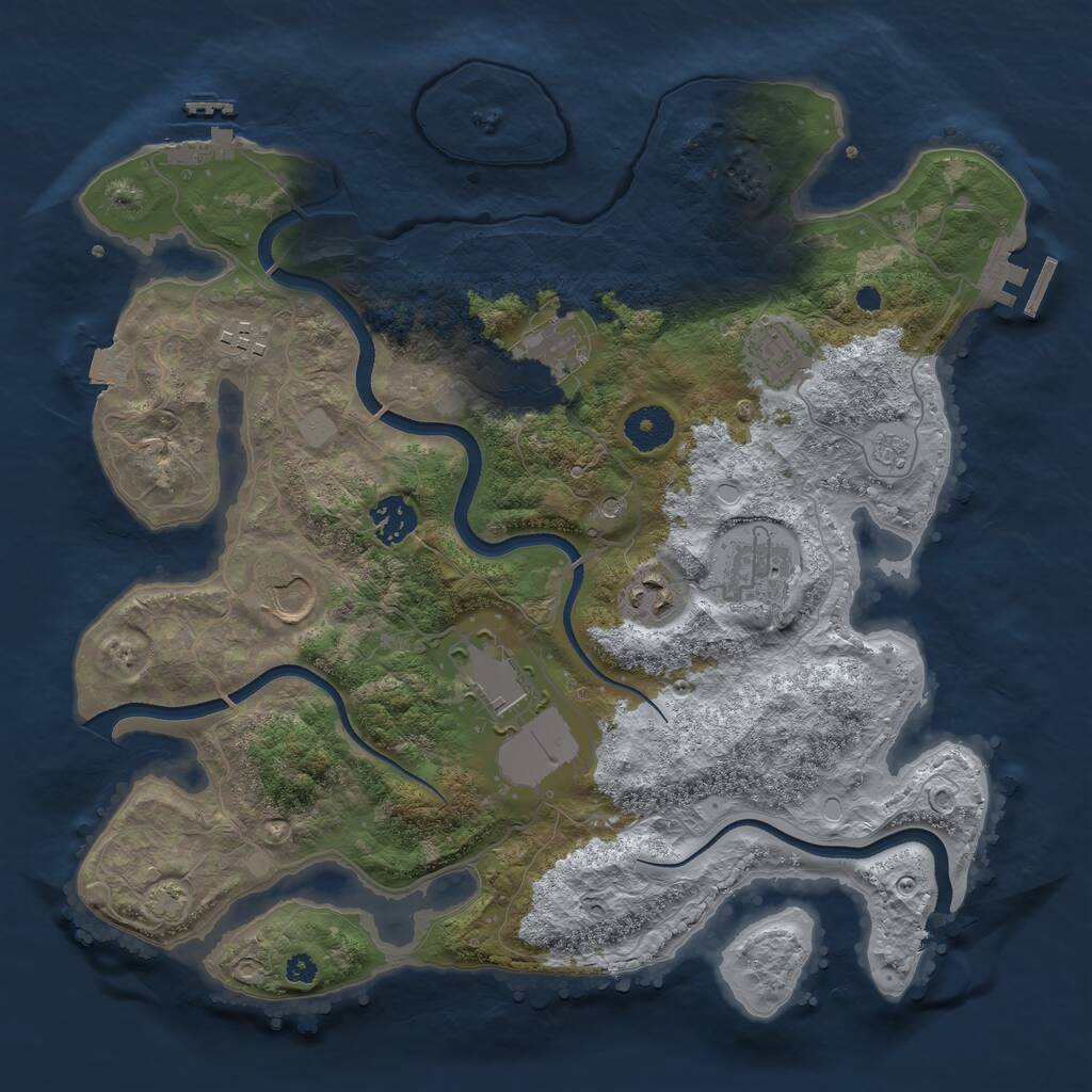 Rust Map: Procedural Map, Size: 3550, Seed: 346850, 14 Monuments