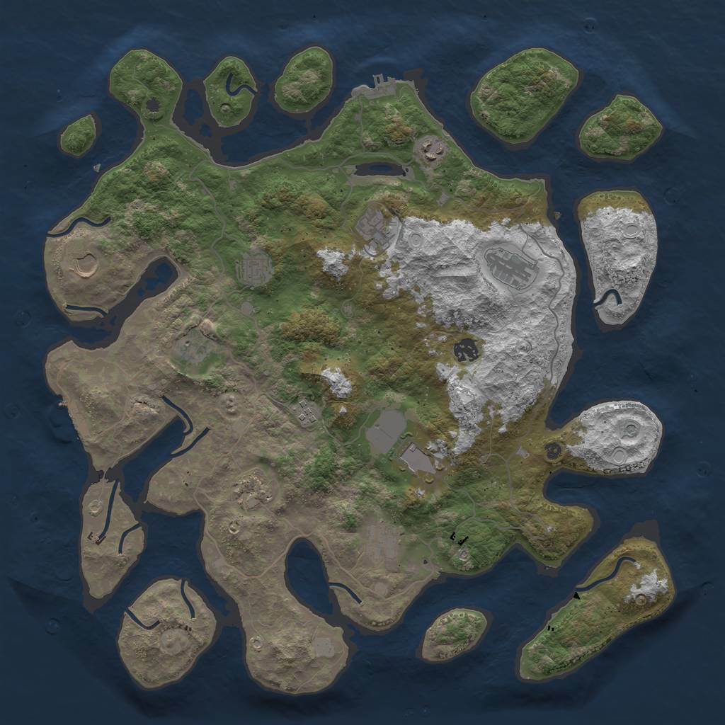 Rust Map: Procedural Map, Size: 4500, Seed: 2049549143, 19 Monuments