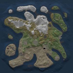 Thumbnail Rust Map: Procedural Map, Size: 3600, Seed: 79, 17 Monuments