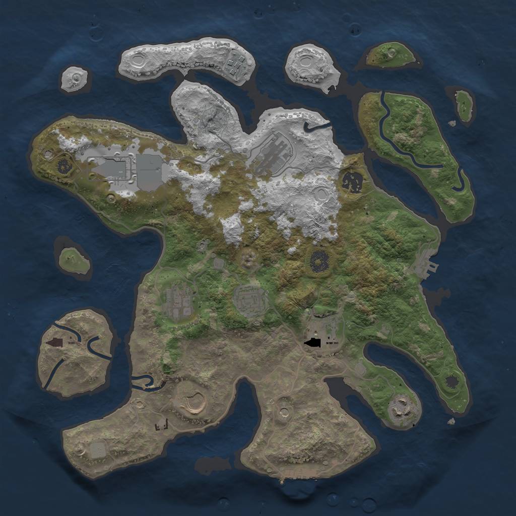 Rust Map: Procedural Map, Size: 3600, Seed: 79, 17 Monuments