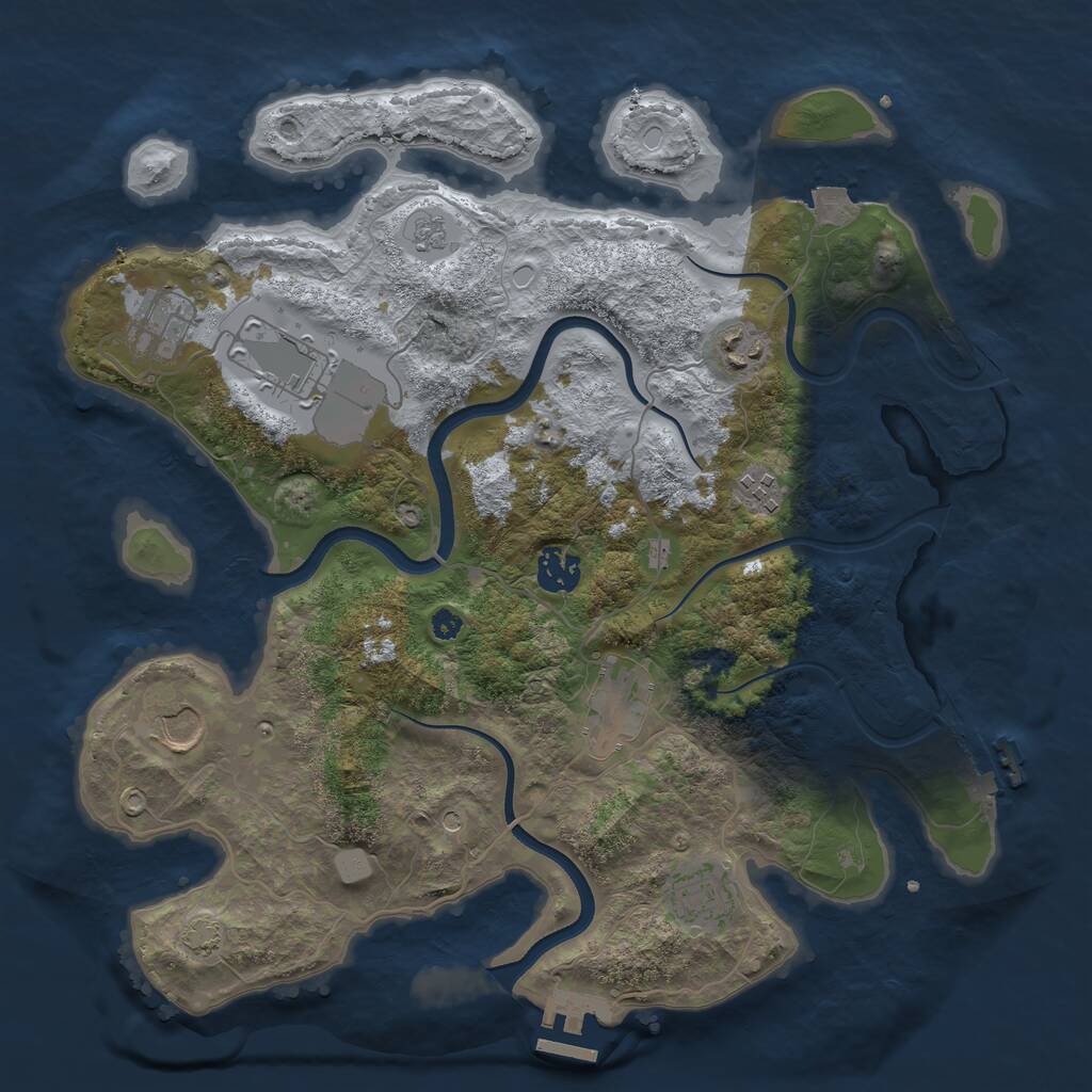 Rust Map: Procedural Map, Size: 3600, Seed: 79, 14 Monuments