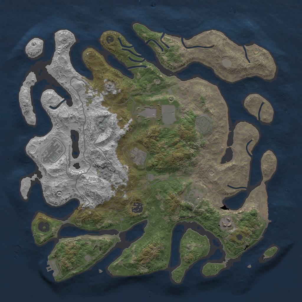 Rust Map: Procedural Map, Size: 4000, Seed: 7543, 16 Monuments