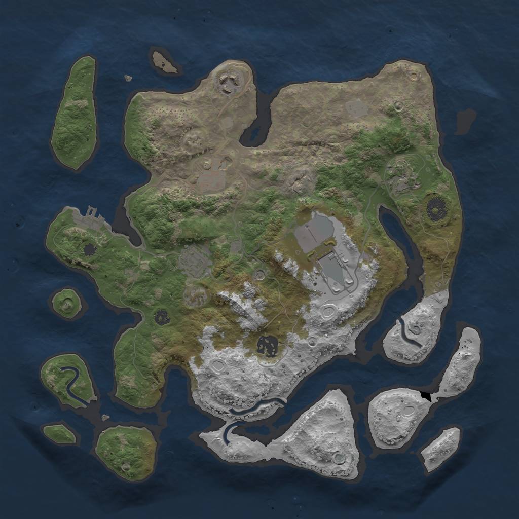 Rust Map: Procedural Map, Size: 3500, Seed: 256178014, 13 Monuments