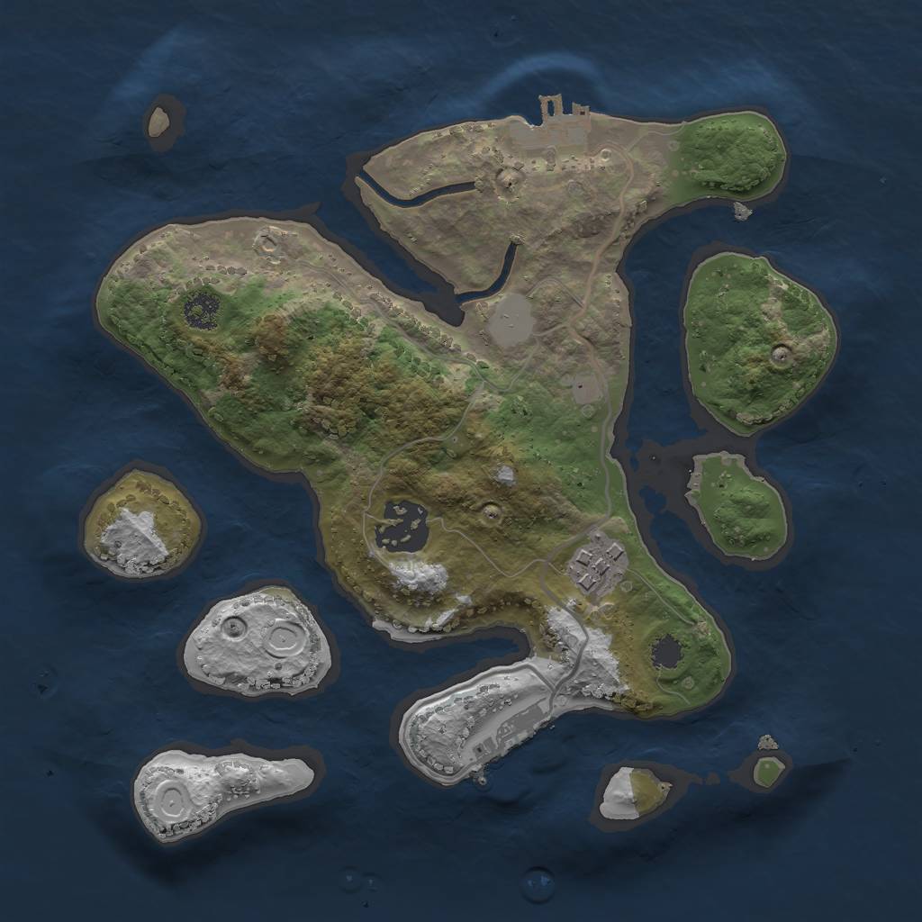 Rust Map: Procedural Map, Size: 2500, Seed: 548457, 9 Monuments