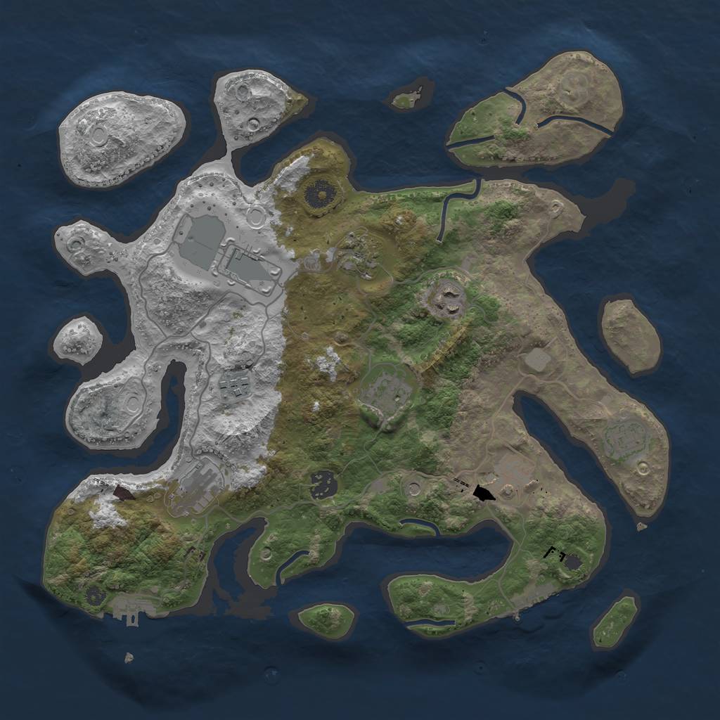 Rust Map: Procedural Map, Size: 3700, Seed: 645398328, 17 Monuments