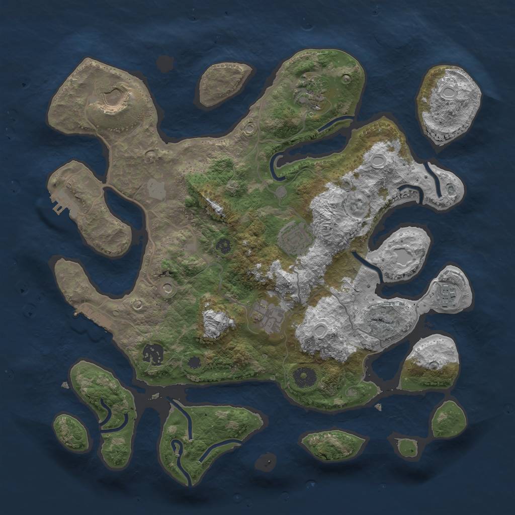 Rust Map: Procedural Map, Size: 3500, Seed: 407209593, 14 Monuments
