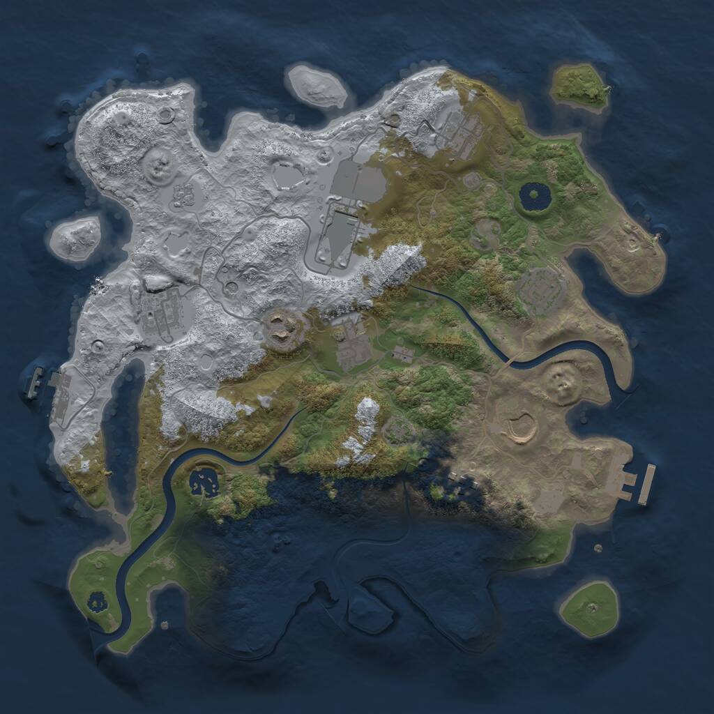 Rust Map: Procedural Map, Size: 3500, Seed: 696976969, 15 Monuments