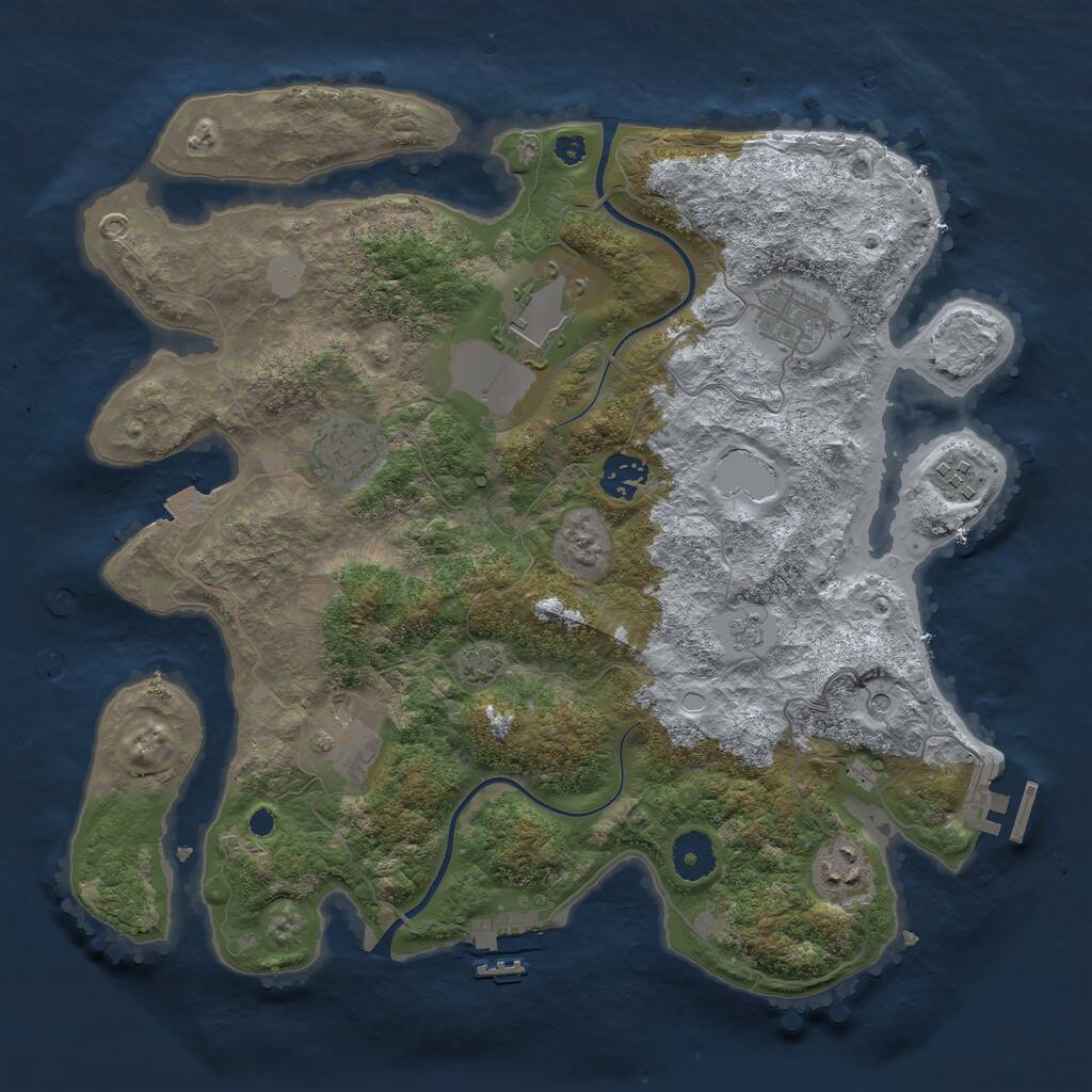 Rust Map: Procedural Map, Size: 3550, Seed: 448327, 13 Monuments