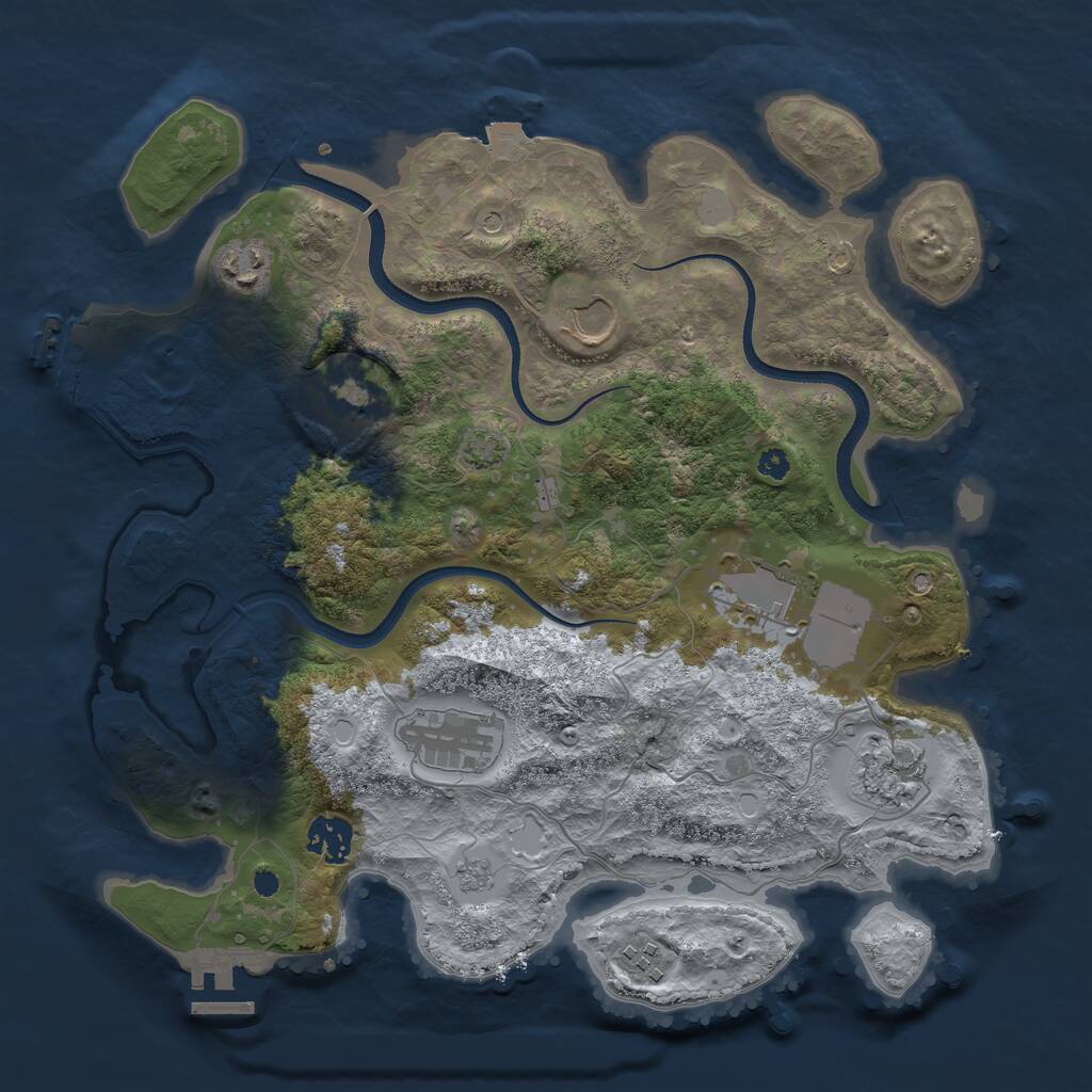 Rust Map: Procedural Map, Size: 3500, Seed: 25616, 14 Monuments
