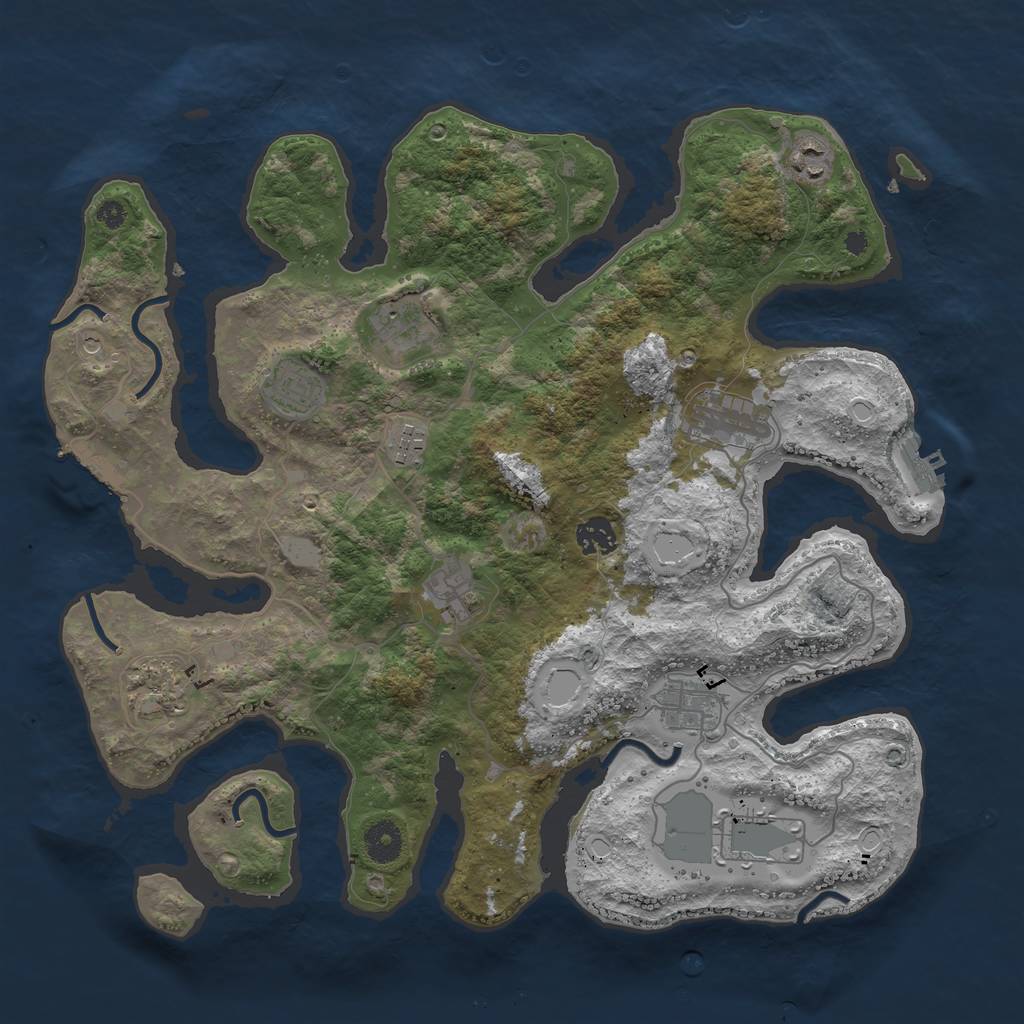 Rust Map: Procedural Map, Size: 3850, Seed: 1670137574, 18 Monuments