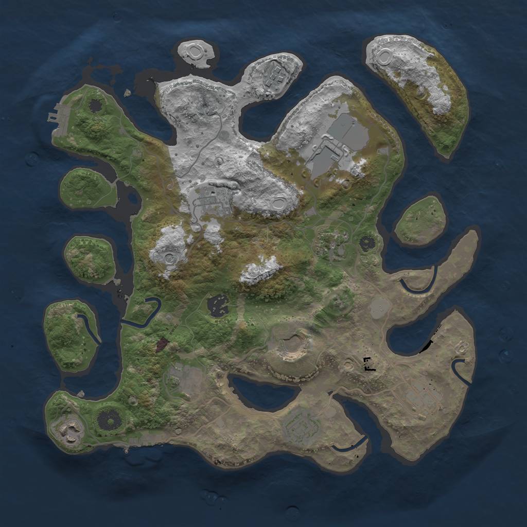 Rust Map: Procedural Map, Size: 3500, Seed: 231698033, 18 Monuments