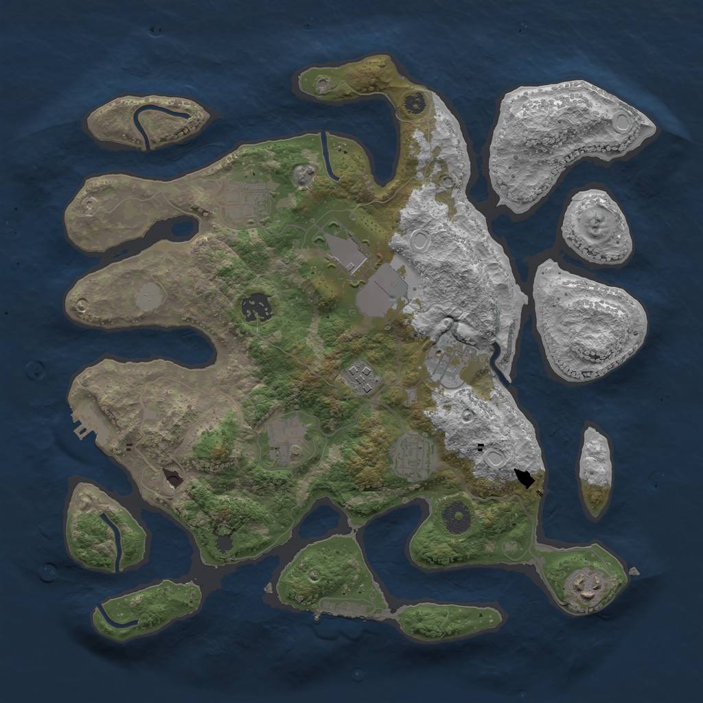 Rust Map: Procedural Map, Size: 3500, Seed: 6950, 16 Monuments