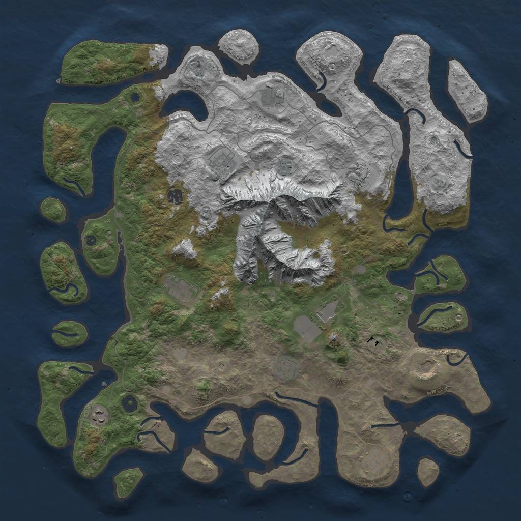 Rust Map: Procedural Map, Size: 5000, Seed: 30605, 17 Monuments