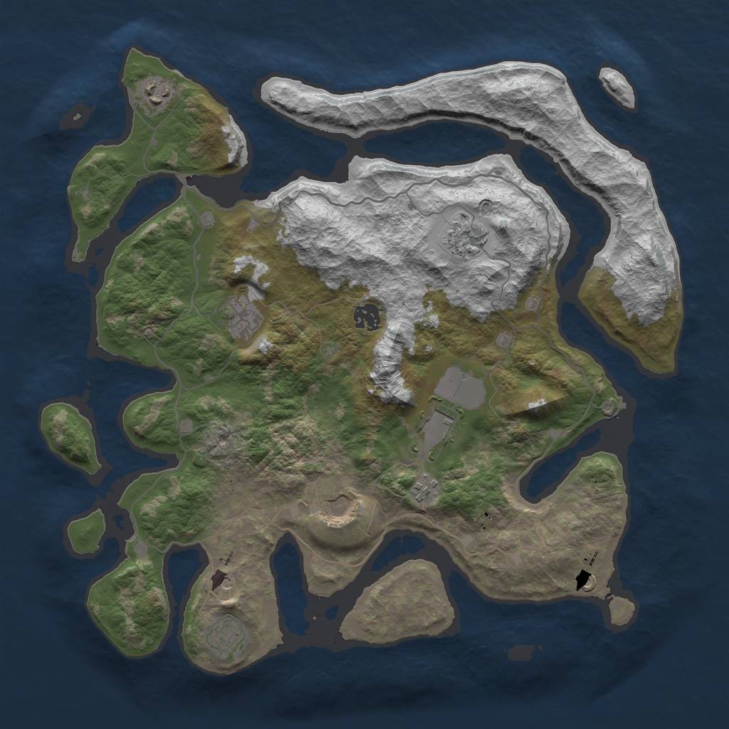 Rust Map: Barren, Size: 4000, Seed: 6755424, 11 Monuments
