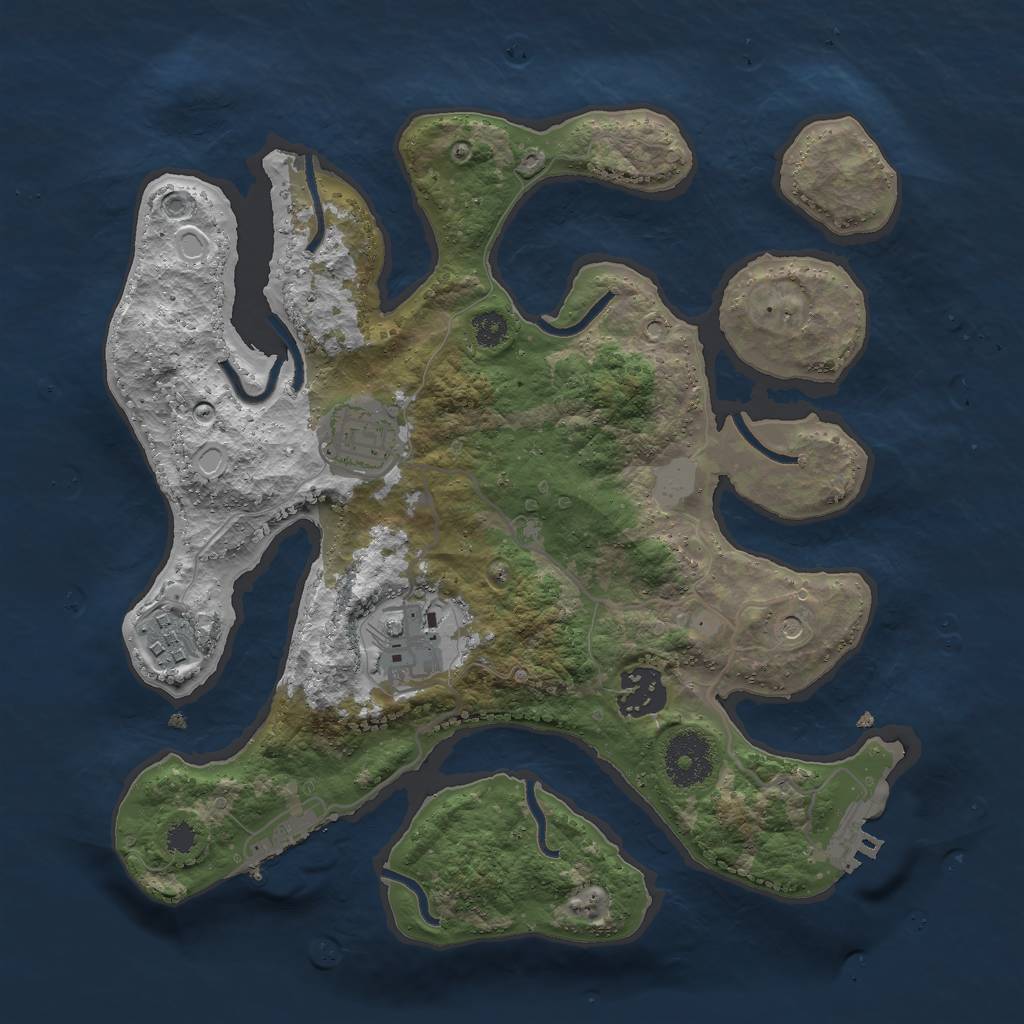 Rust Map: Procedural Map, Size: 3000, Seed: 344503982, 12 Monuments